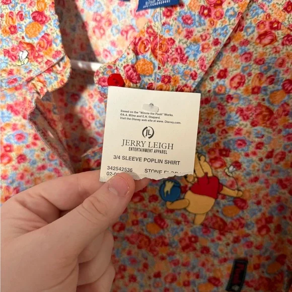 NWT Vintage Disney Jerry Leigh 3/4 Sleeve Pooh Bear Poplin Shirt Women’s S - Picture 6 of 6